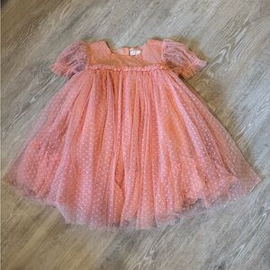 NWOT - NEXT Coral Girl Tulle Dress 2-3yo with Polka Dots